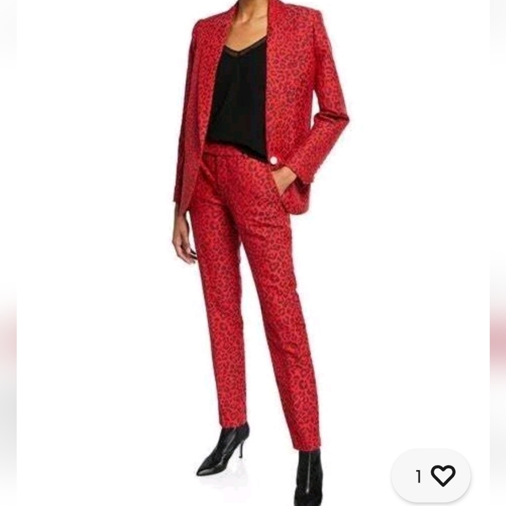 Zadig & Voltaire Red Leopard Jacquard Two-Piece Pantsuit